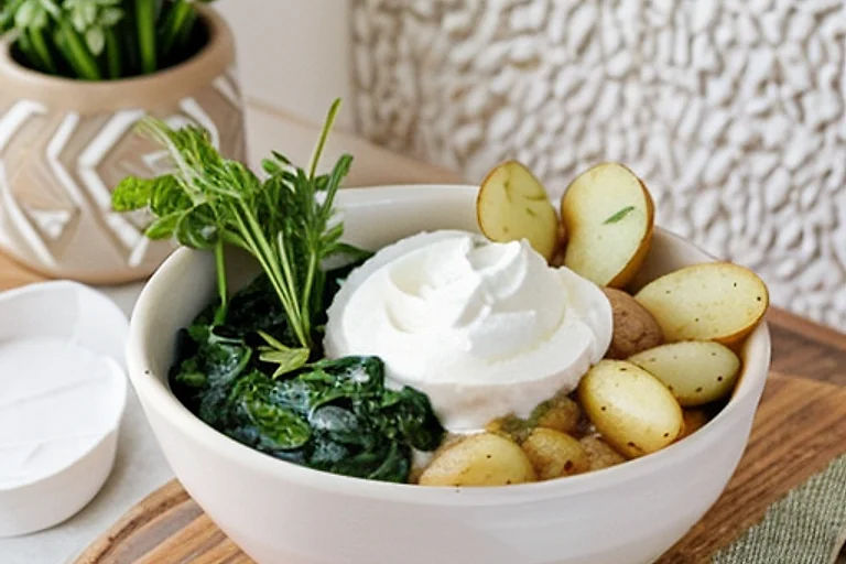 Картофельное пюре с говядиной и шпинатом