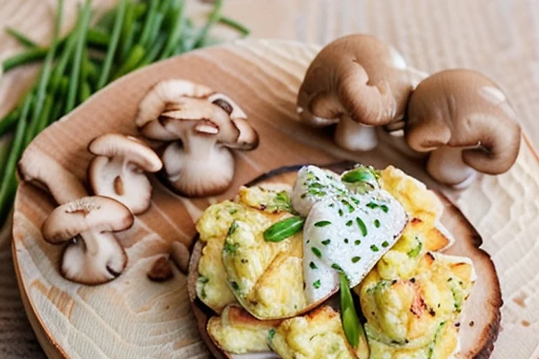 Яичница с трюфельным сыром и шампиньонами