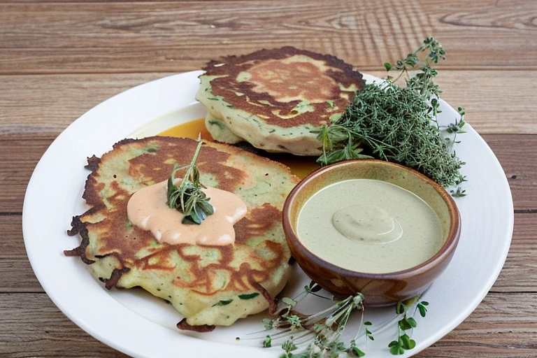 Кролик с грибным соусом и картофельными кляксами