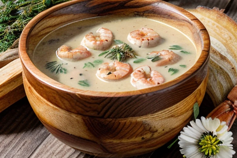 Молочная уха с копчёной рыбой и шампиньонами