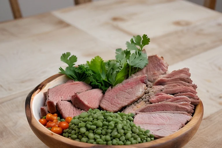Чечевица с копчёной говядиной и овощами
